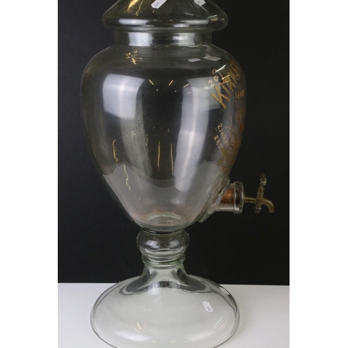 143 - Advertising - Late 19th Century Kirker Greer & Cos Old Irish Whisky glass dispensing urn & cover, wi... 