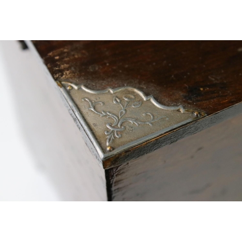 146 - Novelty stained pine music box, with an arched glass panel to the front enclosing a chromolithograph... 