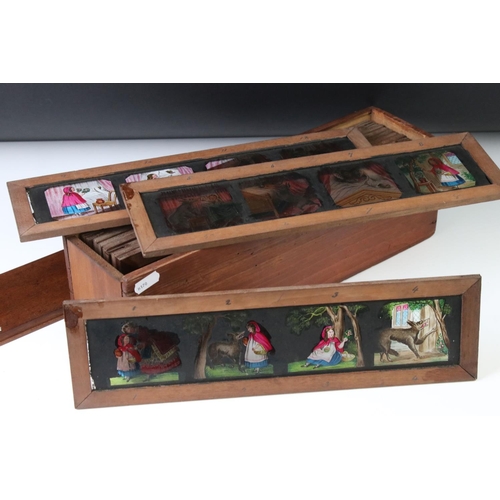 148 - Collection of 11 Victorian multi-image coloured magic lantern story slides to include Little Red Rid... 