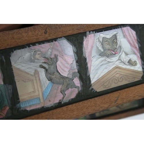 148 - Collection of 11 Victorian multi-image coloured magic lantern story slides to include Little Red Rid... 
