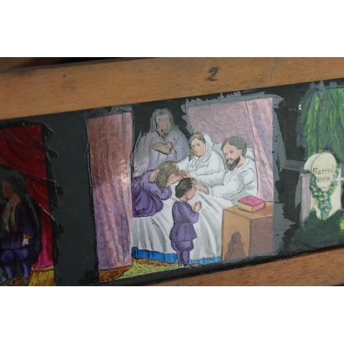 148 - Collection of 11 Victorian multi-image coloured magic lantern story slides to include Little Red Rid... 