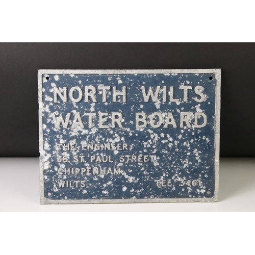 149 - Aluminium ' North Wilts Water Board ' Sign - local interest, addressed ' The Engineer, 38 St Paul St... 