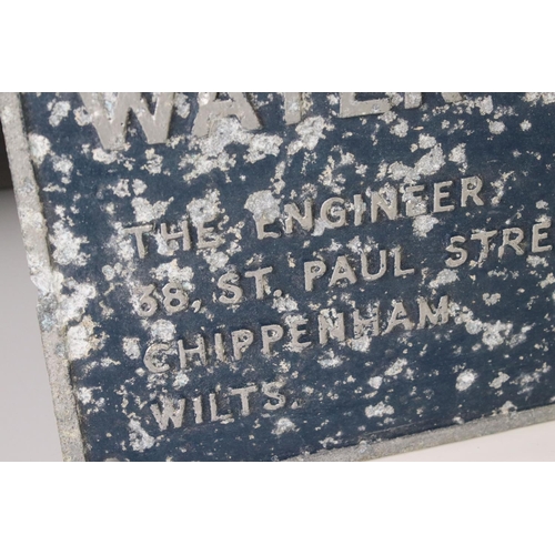 149 - Aluminium ' North Wilts Water Board ' Sign - local interest, addressed ' The Engineer, 38 St Paul St... 