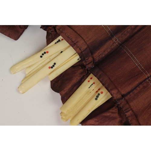 152 - Chinese Hardwood and Bone Inlaid Mah-jong Set, with four drawers holding celluloid playing pieces, a... 