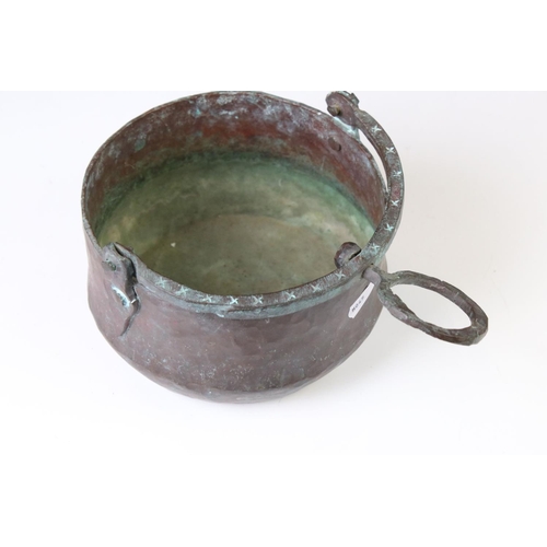 156 - Indian brass cricket box of oval form, with gadrooned sides, domed lid, carry handle and pierced bas... 