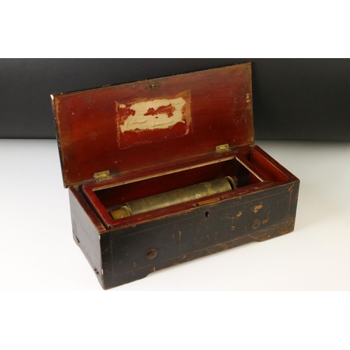 160 - 19th Century Swiss cylinder music box fitted with a one-piece comb, stamped 6321, housed within a pa... 