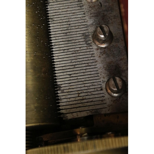 160 - 19th Century Swiss cylinder music box fitted with a one-piece comb, stamped 6321, housed within a pa... 