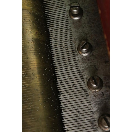 160 - 19th Century Swiss cylinder music box fitted with a one-piece comb, stamped 6321, housed within a pa... 