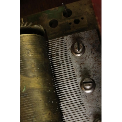 160 - 19th Century Swiss cylinder music box fitted with a one-piece comb, stamped 6321, housed within a pa... 