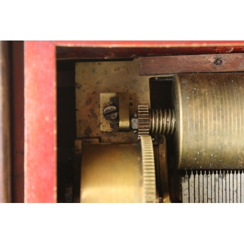 160 - 19th Century Swiss cylinder music box fitted with a one-piece comb, stamped 6321, housed within a pa... 