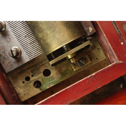 160 - 19th Century Swiss cylinder music box fitted with a one-piece comb, stamped 6321, housed within a pa... 