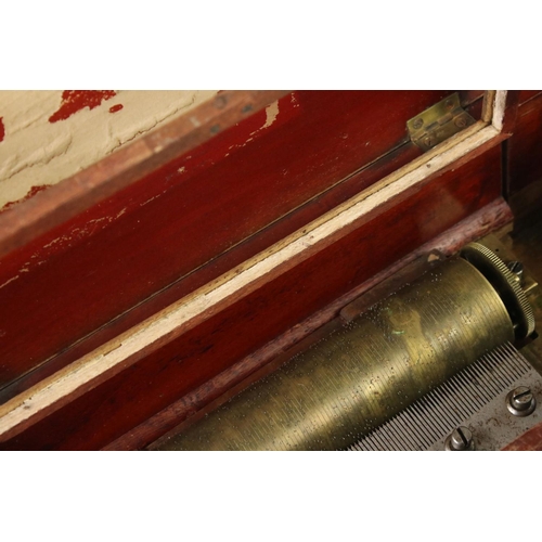 160 - 19th Century Swiss cylinder music box fitted with a one-piece comb, stamped 6321, housed within a pa... 
