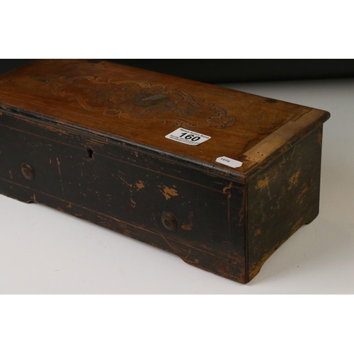 160 - 19th Century Swiss cylinder music box fitted with a one-piece comb, stamped 6321, housed within a pa... 