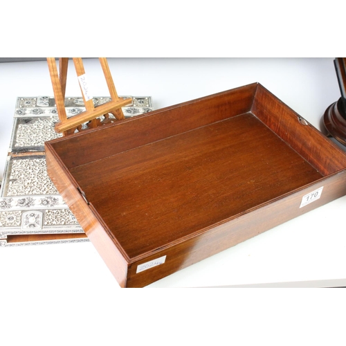 170 - 19th century sandalwood blotter, a sandalwood workbox, a Victorian walnut extending book rack, a mah... 