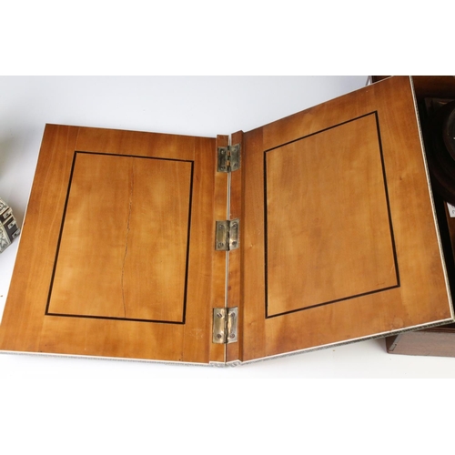 170 - 19th century sandalwood blotter, a sandalwood workbox, a Victorian walnut extending book rack, a mah... 