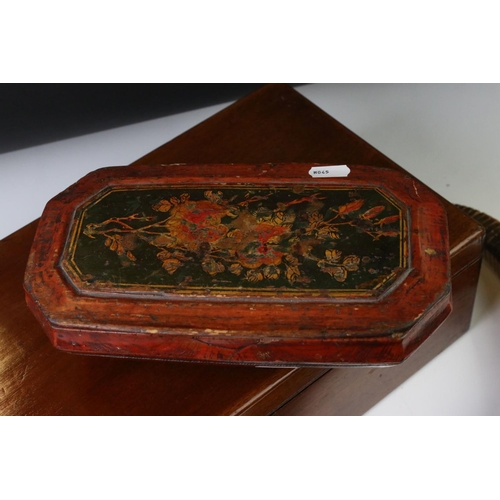 171 - Victorian mahogany writing slope, with green leather covered slope, storage compartments and two bra... 