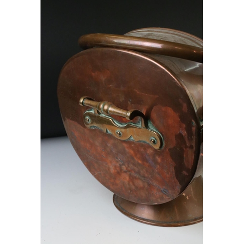 172 - Victorian Copper Coal Scuttle with swing handle, 47cm long