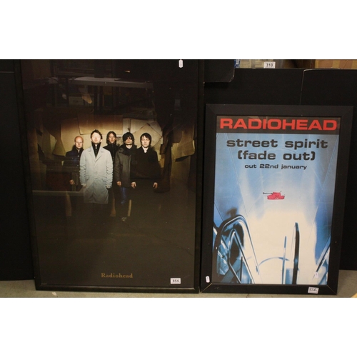 854 - Memorabilia - Two framed and glazed Radiohead posters - one band shot and one to promote the release... 