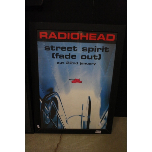 854 - Memorabilia - Two framed and glazed Radiohead posters - one band shot and one to promote the release... 