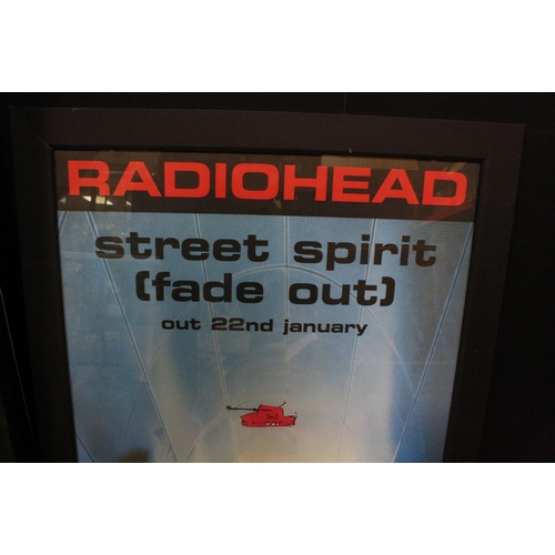 854 - Memorabilia - Two framed and glazed Radiohead posters - one band shot and one to promote the release... 