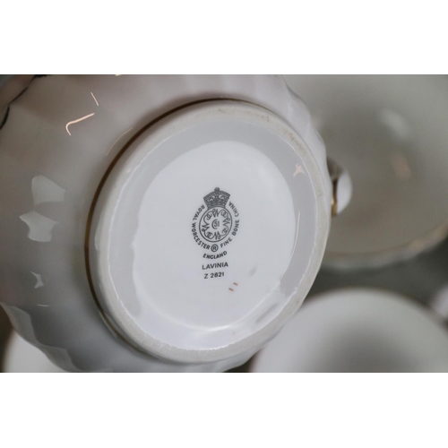 57A - Royal Worcester ' Lavinia ' pattern tea ware, pattern no. Z 2821, comprising 8 teacups & saucers, 5 ... 