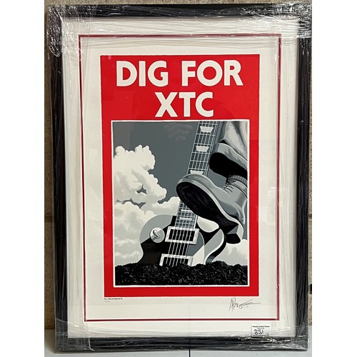 851 - Music Memorabilia - 2 Rare Limited Edition XTC framed and glazed posters signed by Andy Partridge an... 