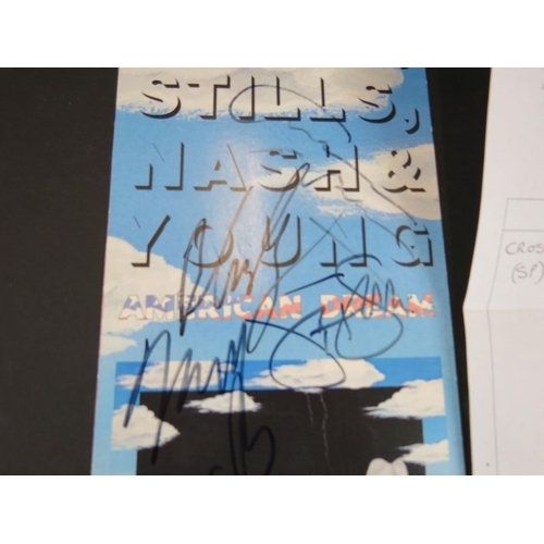 824 - Memorabilia / Autograph - Crosby Stills Nash & Young signed CD sleeve / promo card fro American Drea... 