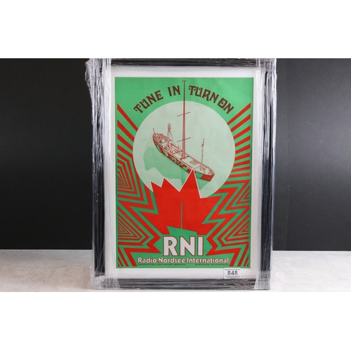 848 - Music Memorabilia - Tune In Turn On promotional poster for Radio Nordsee International (RNI / Radio ... 