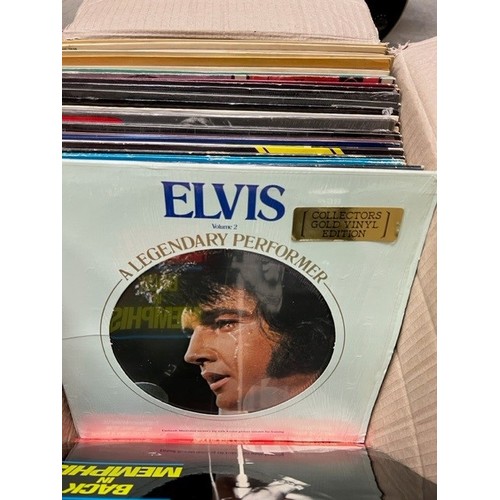 449A - Vinyl - Approx 60 Elvis Presley LPs spanning his career, along with two CD box sets and a cassette b... 