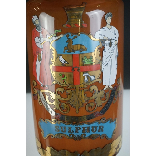 10 - Set of 3 late 20th century ltd edn glass specie / apothecary jars to include ' Sulphur ', ' Peruv. B... 
