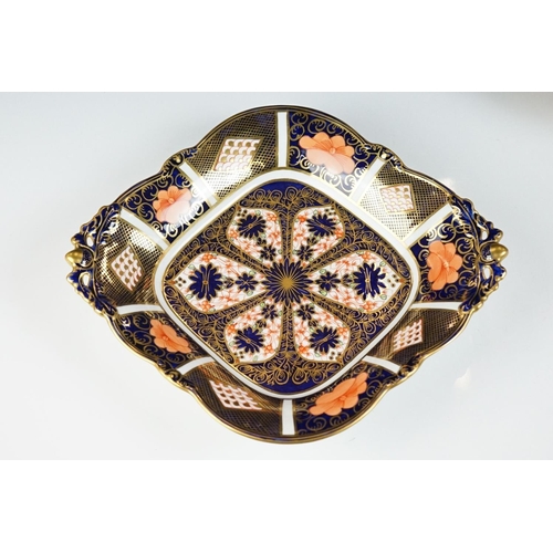 13 - Royal Crown Derby Imari pattern twin-handled footed dish, pattern no. 1128, 27.5cm long, together wi... 