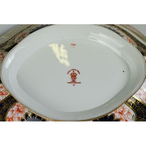 13 - Royal Crown Derby Imari pattern twin-handled footed dish, pattern no. 1128, 27.5cm long, together wi... 