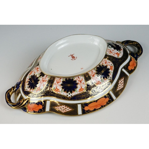13 - Royal Crown Derby Imari pattern twin-handled footed dish, pattern no. 1128, 27.5cm long, together wi... 