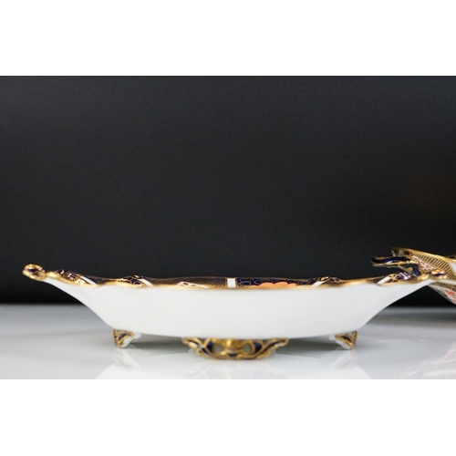 13 - Royal Crown Derby Imari pattern twin-handled footed dish, pattern no. 1128, 27.5cm long, together wi... 