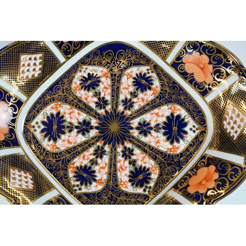 13 - Royal Crown Derby Imari pattern twin-handled footed dish, pattern no. 1128, 27.5cm long, together wi... 