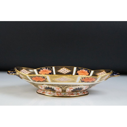 13 - Royal Crown Derby Imari pattern twin-handled footed dish, pattern no. 1128, 27.5cm long, together wi... 