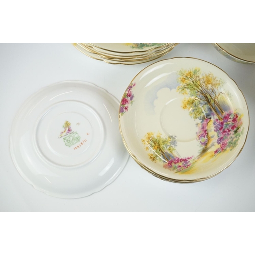 16 - Shelley ' Englands Charm ' pattern tea set comprising 6 tea cups & saucers, 6 tea plates, milk jug, ... 