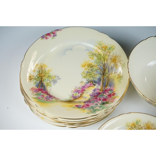16 - Shelley ' Englands Charm ' pattern tea set comprising 6 tea cups & saucers, 6 tea plates, milk jug, ... 