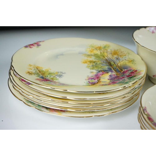 16 - Shelley ' Englands Charm ' pattern tea set comprising 6 tea cups & saucers, 6 tea plates, milk jug, ... 