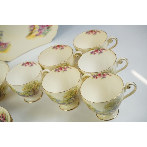 16 - Shelley ' Englands Charm ' pattern tea set comprising 6 tea cups & saucers, 6 tea plates, milk jug, ... 