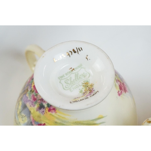 16 - Shelley ' Englands Charm ' pattern tea set comprising 6 tea cups & saucers, 6 tea plates, milk jug, ... 