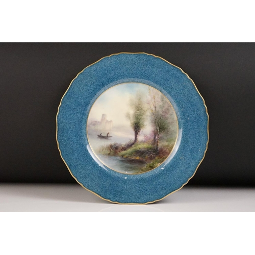 53 - Early 20th Century George Evans for Royal Worcester cabinet plate with hand painted lake scene depic... 