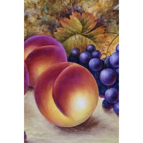 23 - Royal Worcester Artist Nigel Creed hand-painted rectangular plaque of still life peaches, grapes and... 