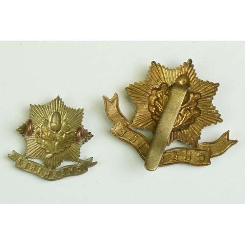 5 - A British Military The Cheshire Regiment All Brass Other Ranks Cap Badge With Slider Fixing To Verso... 