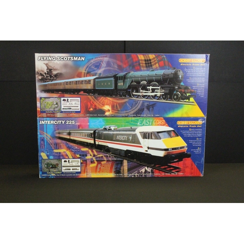 14 - Two boxed Hornby OO gauge electric train sets to include R1001 Flying Scotsman and R824 Intercity 12... 