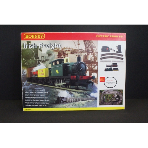 17 - Four boxed Hornby OO gauge electric train sets to include R1032 Mainline Steam, R1020 Irish freight ... 