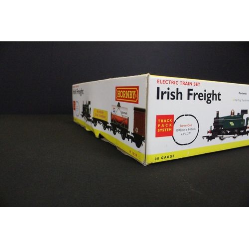 17 - Four boxed Hornby OO gauge electric train sets to include R1032 Mainline Steam, R1020 Irish freight ... 