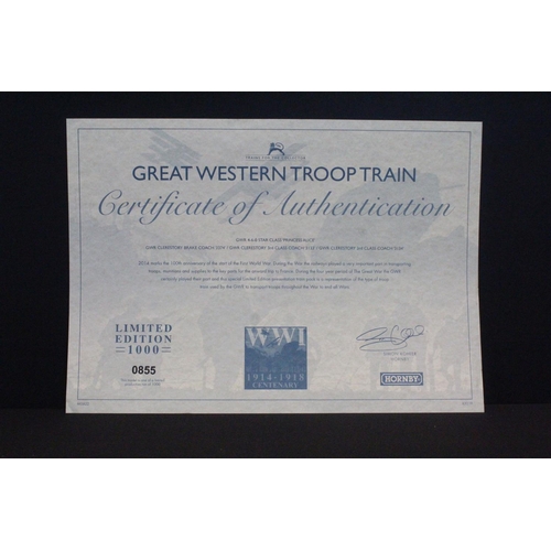 27 - Boxed ltd edn Hornby OO gauge R3219 Great Western Troop Train Pack, complete with certificate