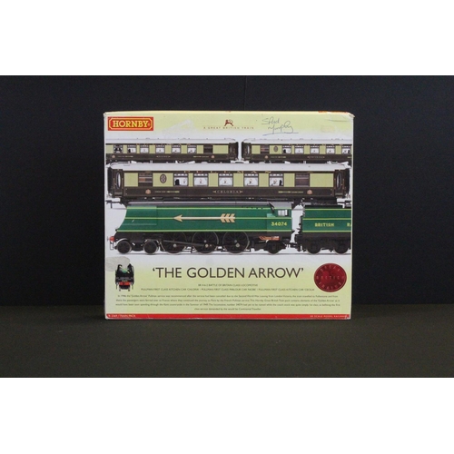 31 - Boxed Hornby OO gauge R2369 The Golden Arrow Train Pack, complete, box tatty with 'Spud Murphy' writ... 