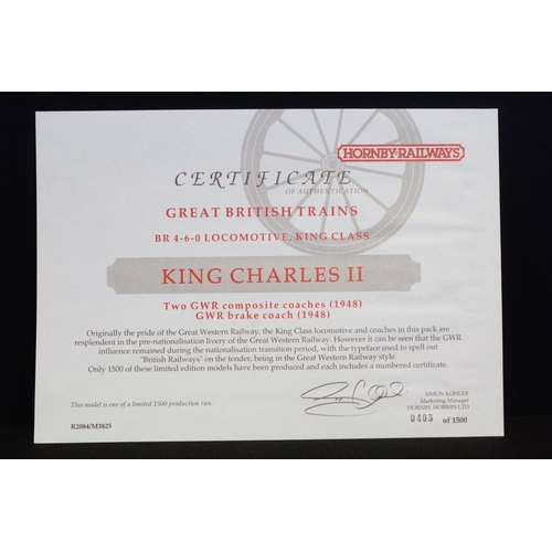 34 - Boxed ltd edn Hornby R2084 GWR King Train Pack with King Charles II locomotive, complete with certif... 